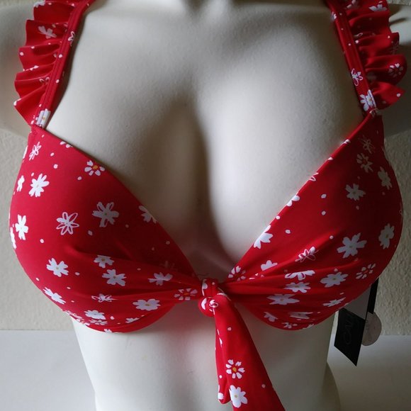California Waves Other - California Waves Medium Juniors' Ruffle Bikini Red